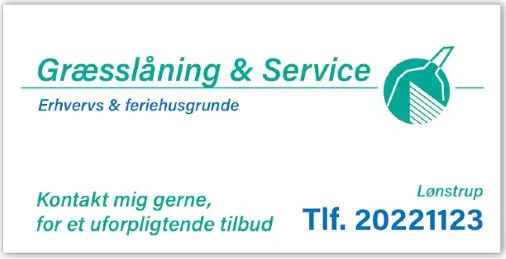 Tage Ren Service – græsslåning og erhvervsservice visitkort