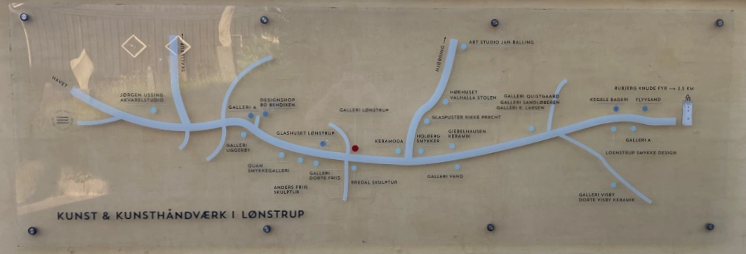 Karte mit Kunst und Kunsthandwerk in Lønstrup